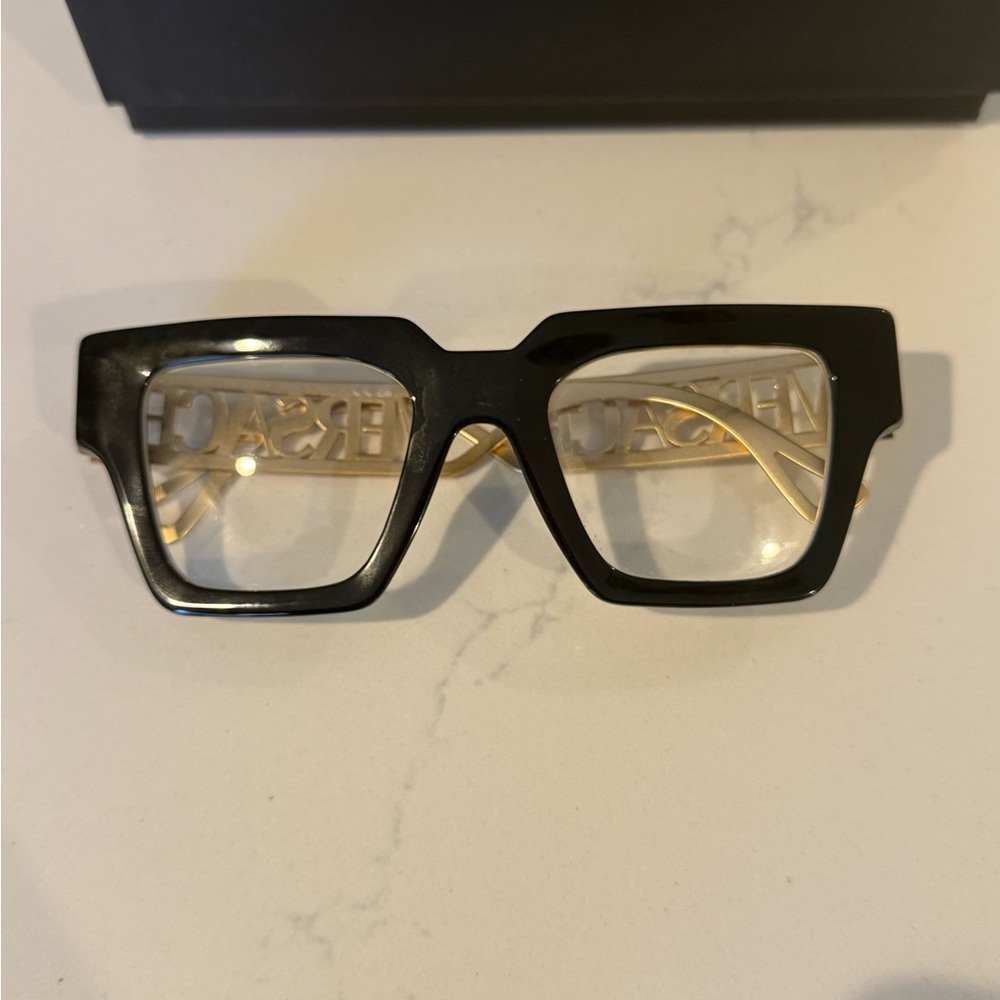 Versace Black and Gold Square Glasses